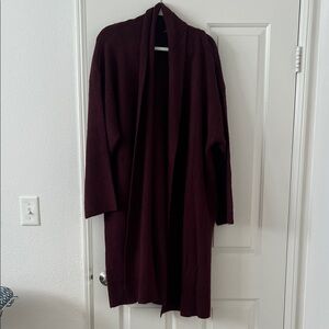 Fashion Nova Long Open Front Cardigan - Burgundy